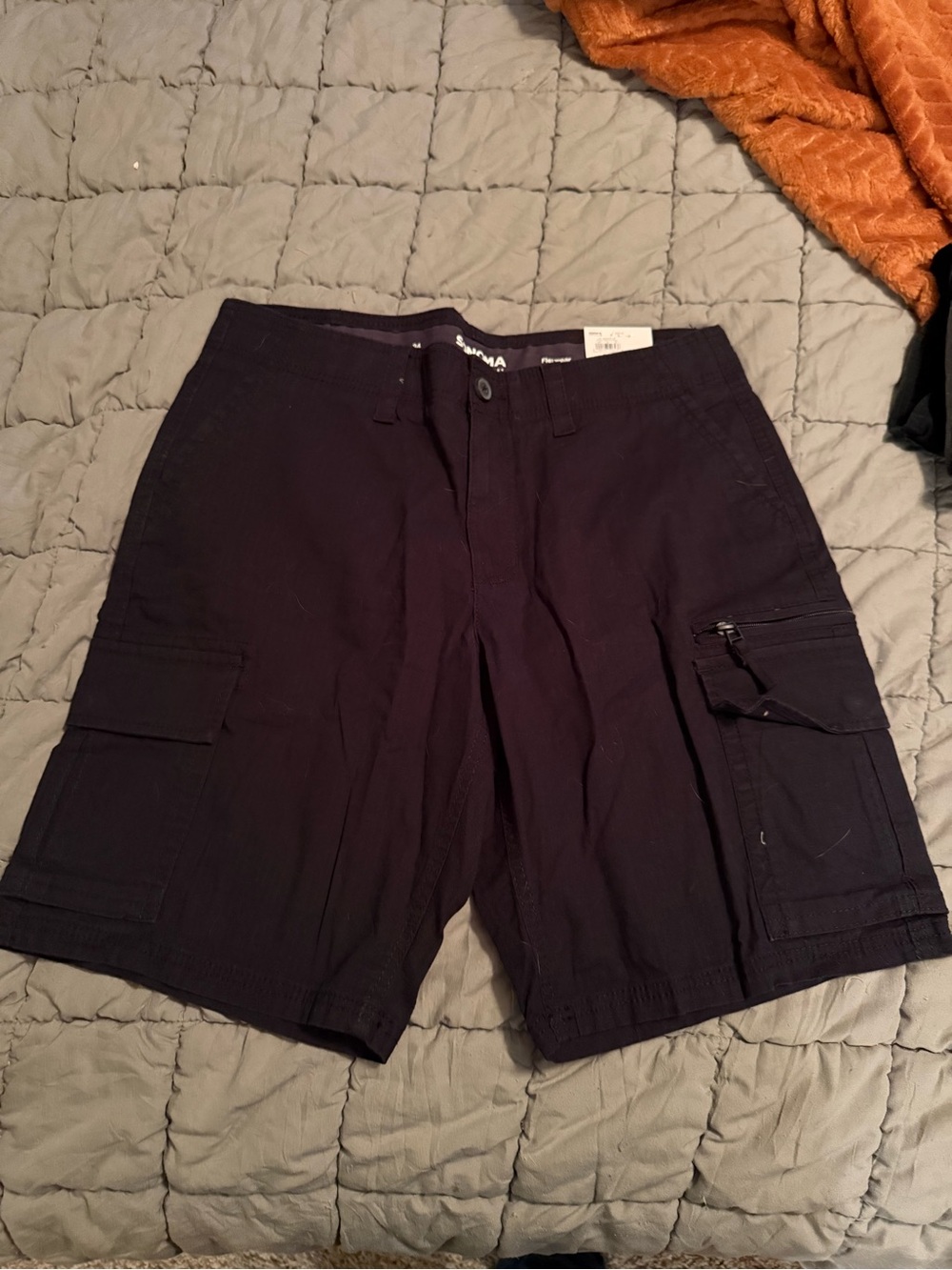 NWT Sonoma Mens 34 Ripstop Cargo Shorts Black Utility